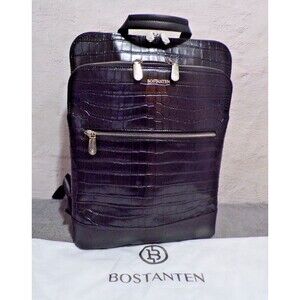 Bostanten Black Faux Gator Backpack with Dust Bag 16" x 12" x 5" Excellent